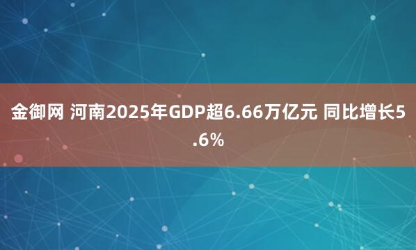金御网 河南2025年GDP超6.66万亿元 同比增长5.6%