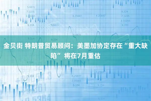 金贝街 特朗普贸易顾问：美墨加协定存在“重大缺陷” 将在7月重估